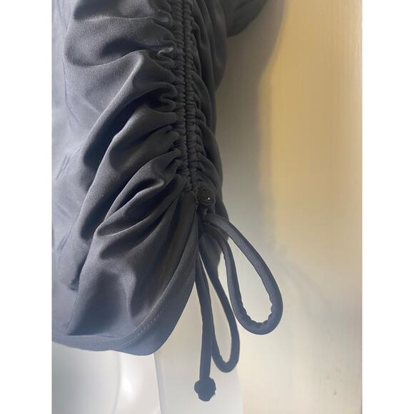 Athleta Black Double Strap Ruched Side Drawstring Tankini Top Size 32B/30C - Picture 5 of 5